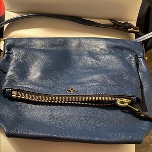 orYANY Blue Leather Crossbody Bag with Textured Finish